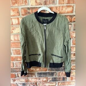 Sanctuary Olive Bomber Jacket with Black Trim